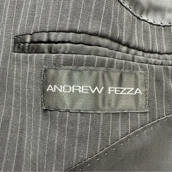 Andrew Fezza Worsted Wool Tonal Charcoal Gray Pinstripe Two-Piece Suit Mens 43S - Picture 4 of 15